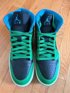 Nike Air Jordan 1 Mid Lucky Green Aquatone - Womens Size 9
